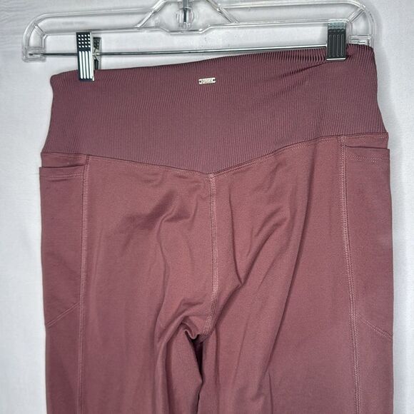 Pink Mauve Fleece Lined Ribbed Cozy Leggings. Size M. - Picture 6 of 8